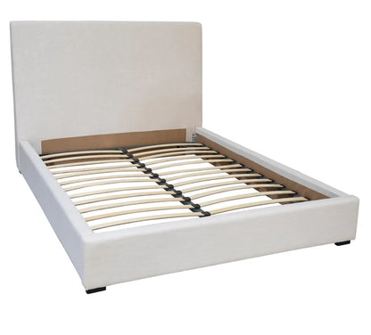 ‘Colton’ Linen Upholstered Panel Platform Bed, King (White) - EcoLuxe Furnishings