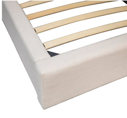 ‘Colton’ Linen Upholstered Panel Platform Bed, King (White) - EcoLuxe Furnishings