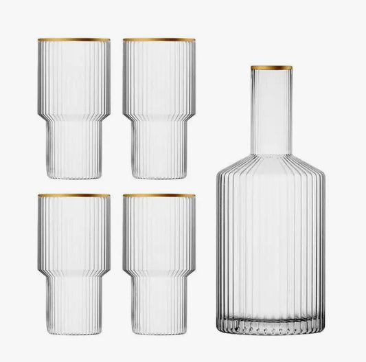 Crystal Glass Set (Gold) - EcoLuxe Furnishings