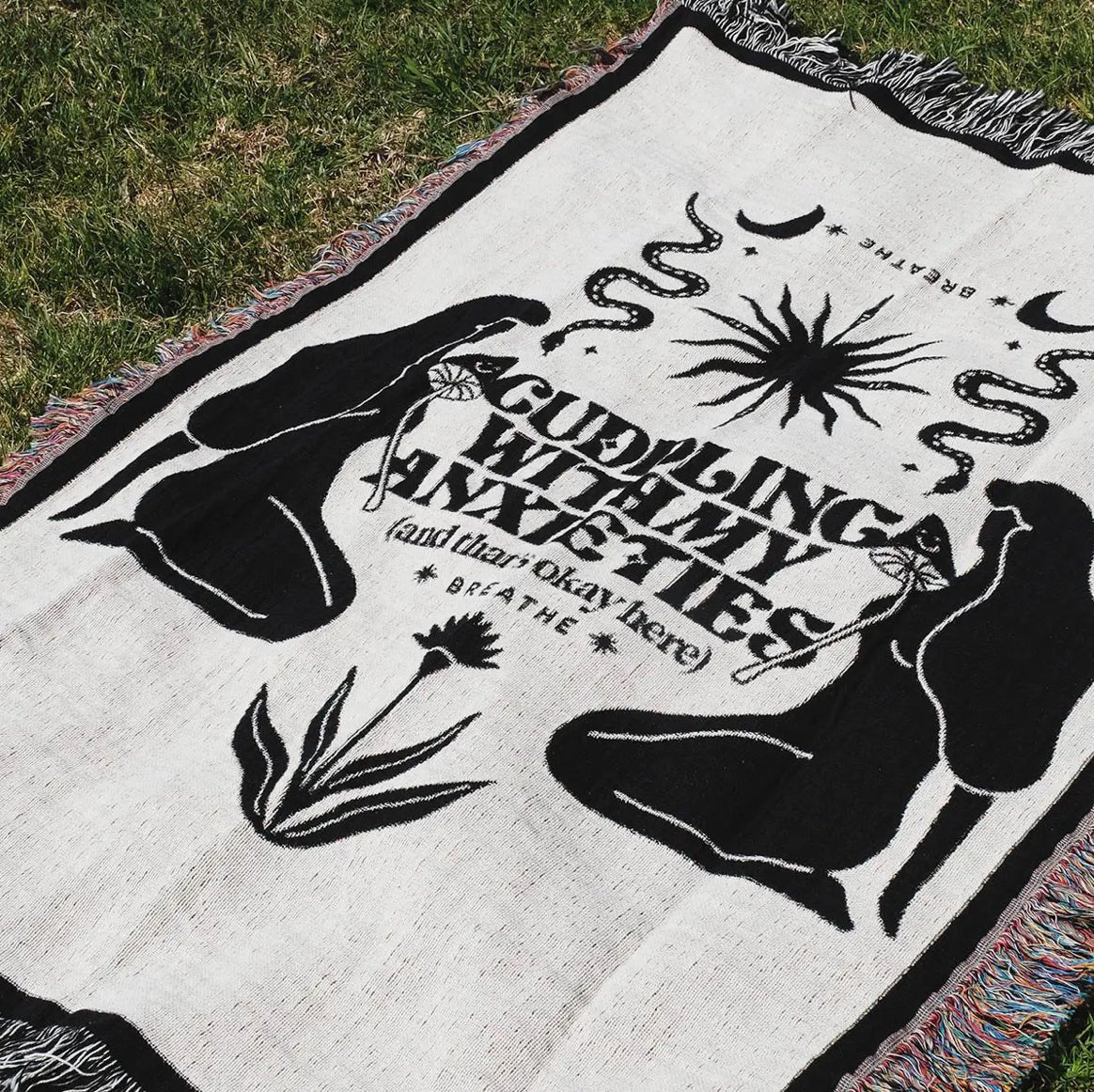 ‘Cuddling with Anxieties’ Throw Blanket - EcoLuxe Furnishings