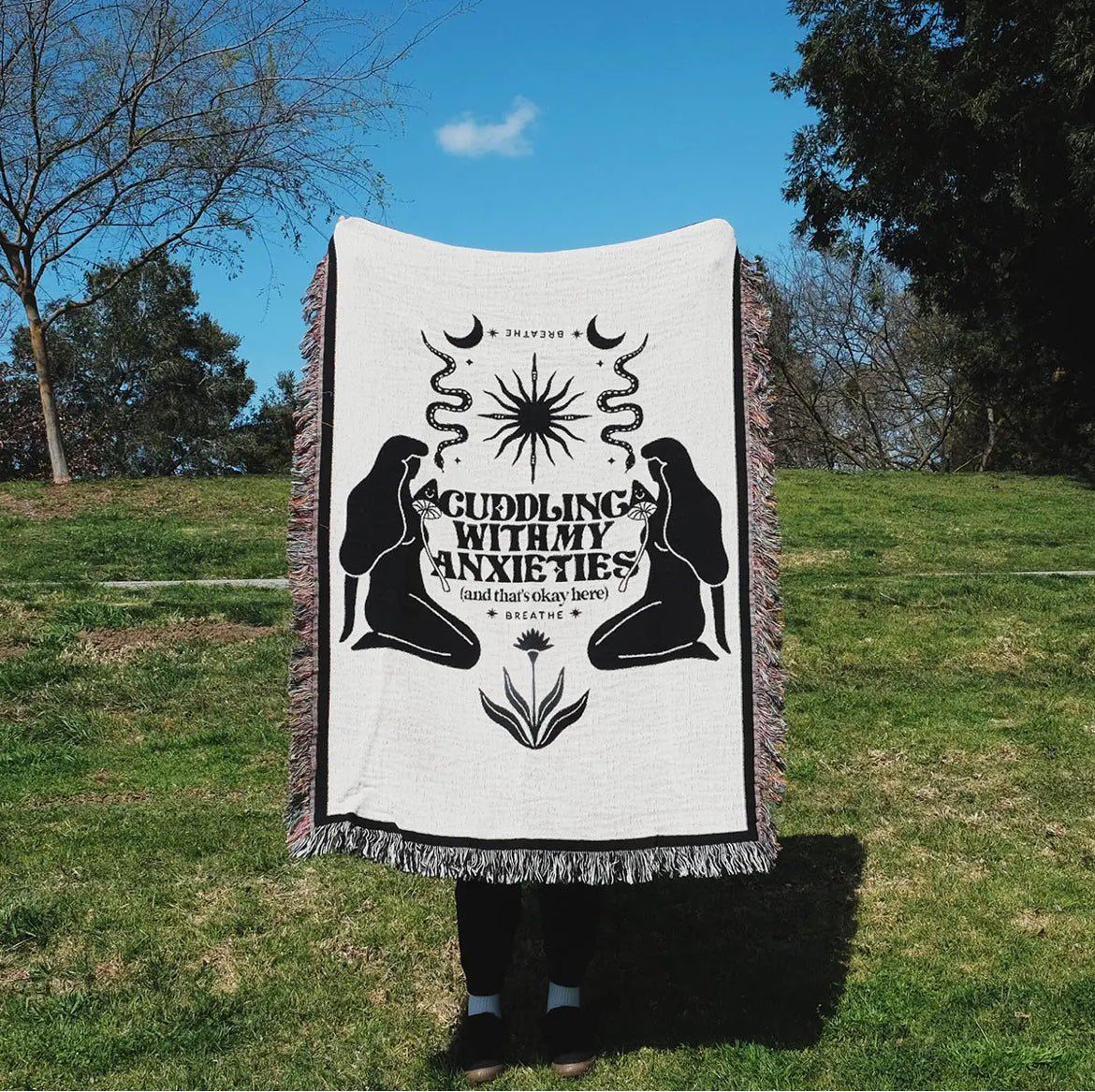 ‘Cuddling with Anxieties’ Throw Blanket - EcoLuxe Furnishings
