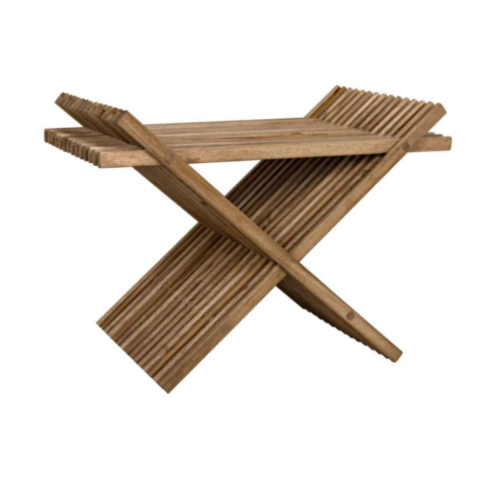 ‘Dede’ Folding Stool (Teak) - EcoLuxe Furnishings