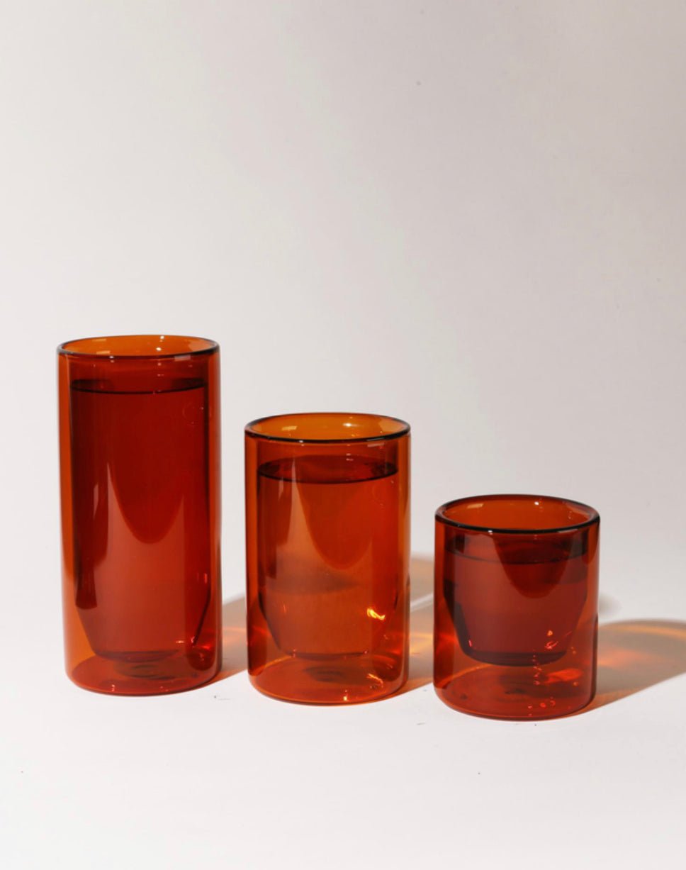 ‘Double-Wall’ 12 oz Glasses, Set of Two (Amber) - EcoLuxe Furnishings