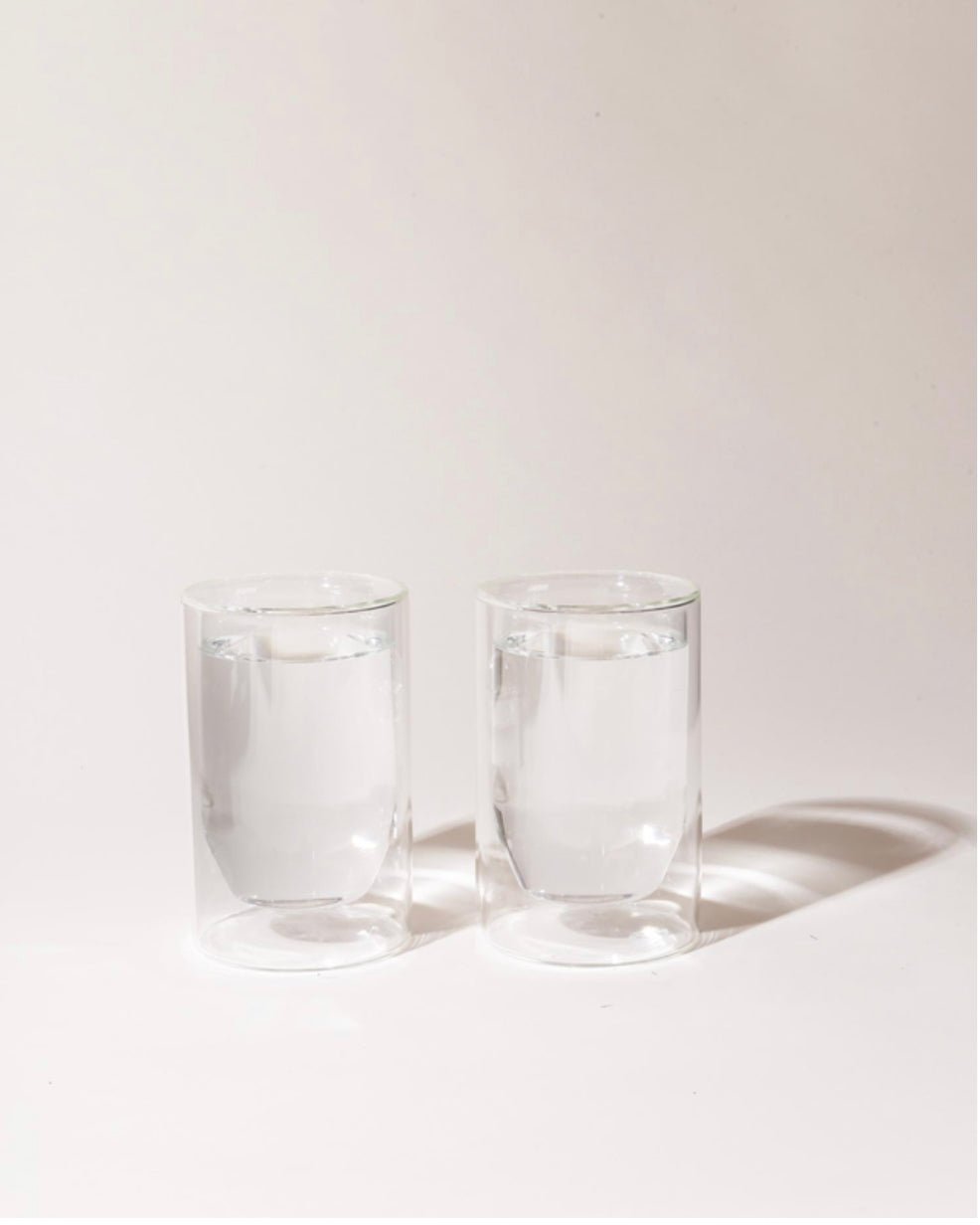 ‘Double-Wall’ 12 oz Glasses, Set of Two (Clear) - EcoLuxe Furnishings