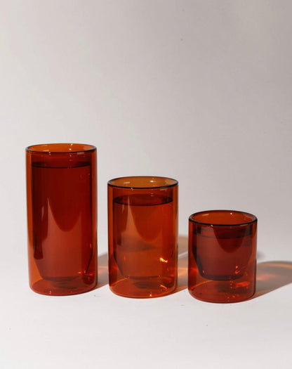 ‘Double-Wall’ 16 oz Glasses, Set of Two (Amber) - EcoLuxe Furnishings