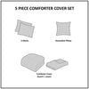 ‘Dover’ 5-Piece Organic Cotton Oversized Comforter Cover Set w/removable insert, King/Cal King (Natural) - EcoLuxe Furnishings
