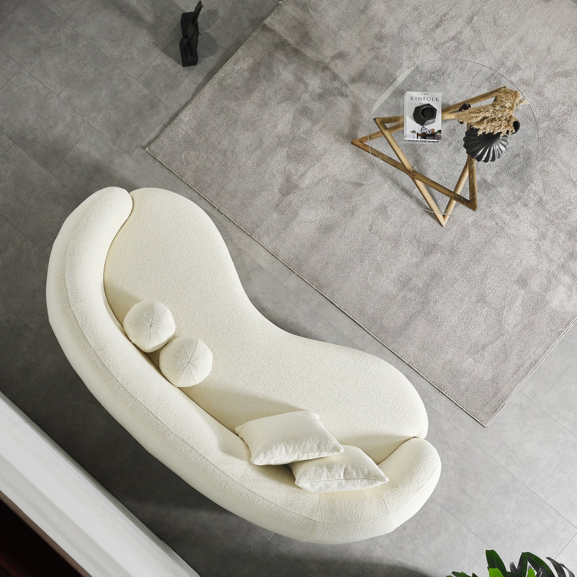 ‘Drake’ Japandi Curvy Sofa (White Boucle) - EcoLuxe Furnishings