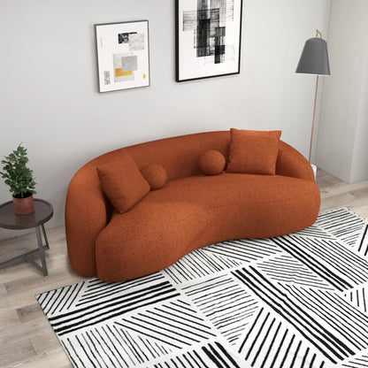 ‘Drake’ Sofa (Orange Boucle) - EcoLuxe Furnishings