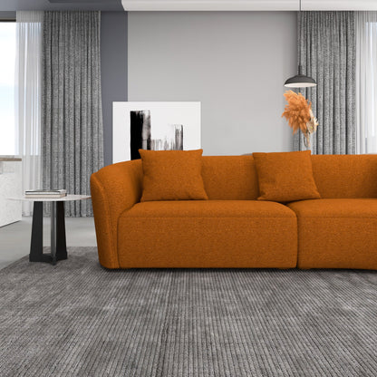 ‘Elijah’ Japandi Style Curvy Sectional Sofa (Burnt Orange Boucle) - EcoLuxe Furnishings