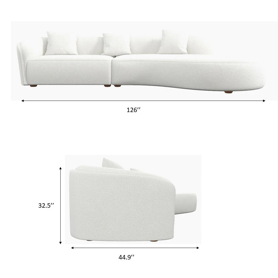 ‘Elijah’ Japandi Style Curvy Sectional Sofa (Burnt Orange Boucle) - EcoLuxe Furnishings