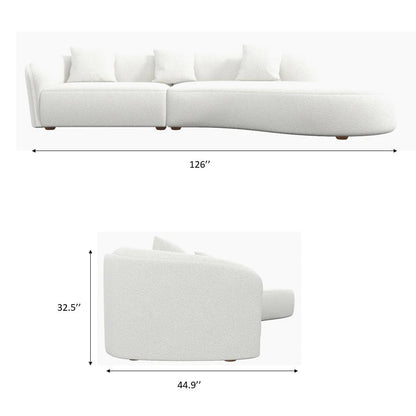 ‘Elijah’ Japandi Style Curvy Sectional Sofa (Burnt Orange Boucle) - EcoLuxe Furnishings