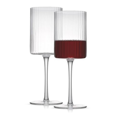 ‘Elle’ Fluted Cylinder Red Wine Glass, Set of 2 - EcoLuxe Furnishings