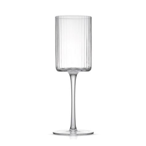 ‘Elle’ Fluted Cylinder White Wine Glass, Set of 2 - EcoLuxe Furnishings