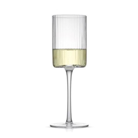 ‘Elle’ Fluted Cylinder White Wine Glass, Set of 2 - EcoLuxe Furnishings