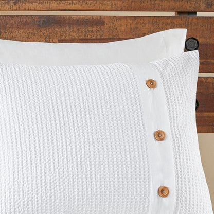 ‘Finley’ 3-Piece Cotton Waffle Weave Comforter Set, Full/Queen (White) - EcoLuxe Furnishings