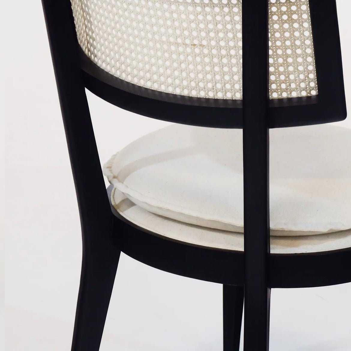 ‘Francois’ Dining Chair w/Rattan Backrest + Upholstered Seat - EcoLuxe Furnishings