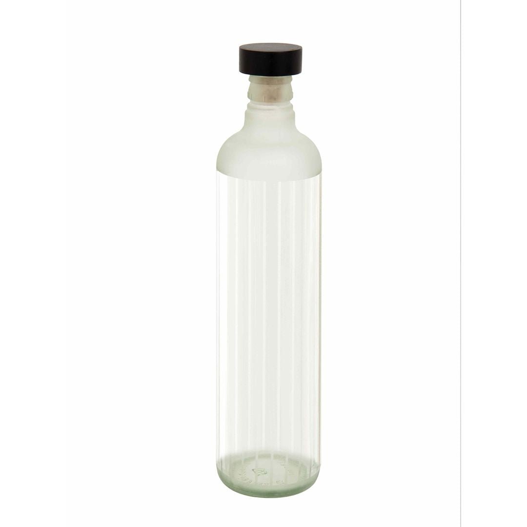 Frosty Glass Bottle w/Wooden Stopper - EcoLuxe Furnishings