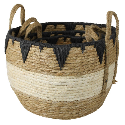 ‘Gideon’ Tribal Rim Baskets, Set of 3 - EcoLuxe Furnishings