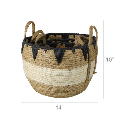 ‘Gideon’ Tribal Rim Baskets, Set of 3 - EcoLuxe Furnishings