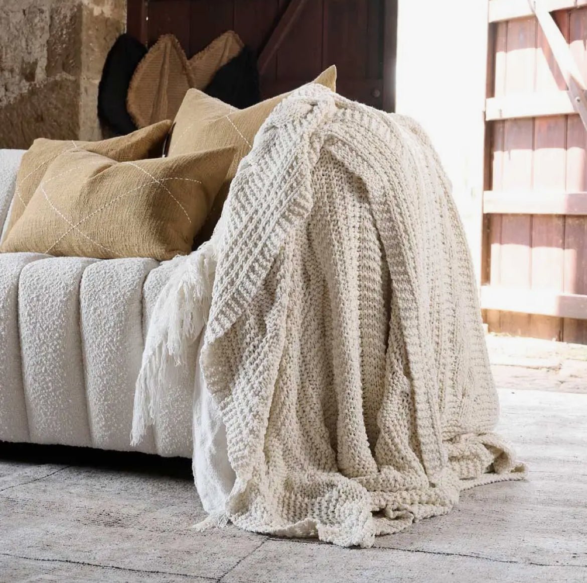 ‘Heirloom’ Hand Woven Throw (Off-White) - EcoLuxe Furnishings