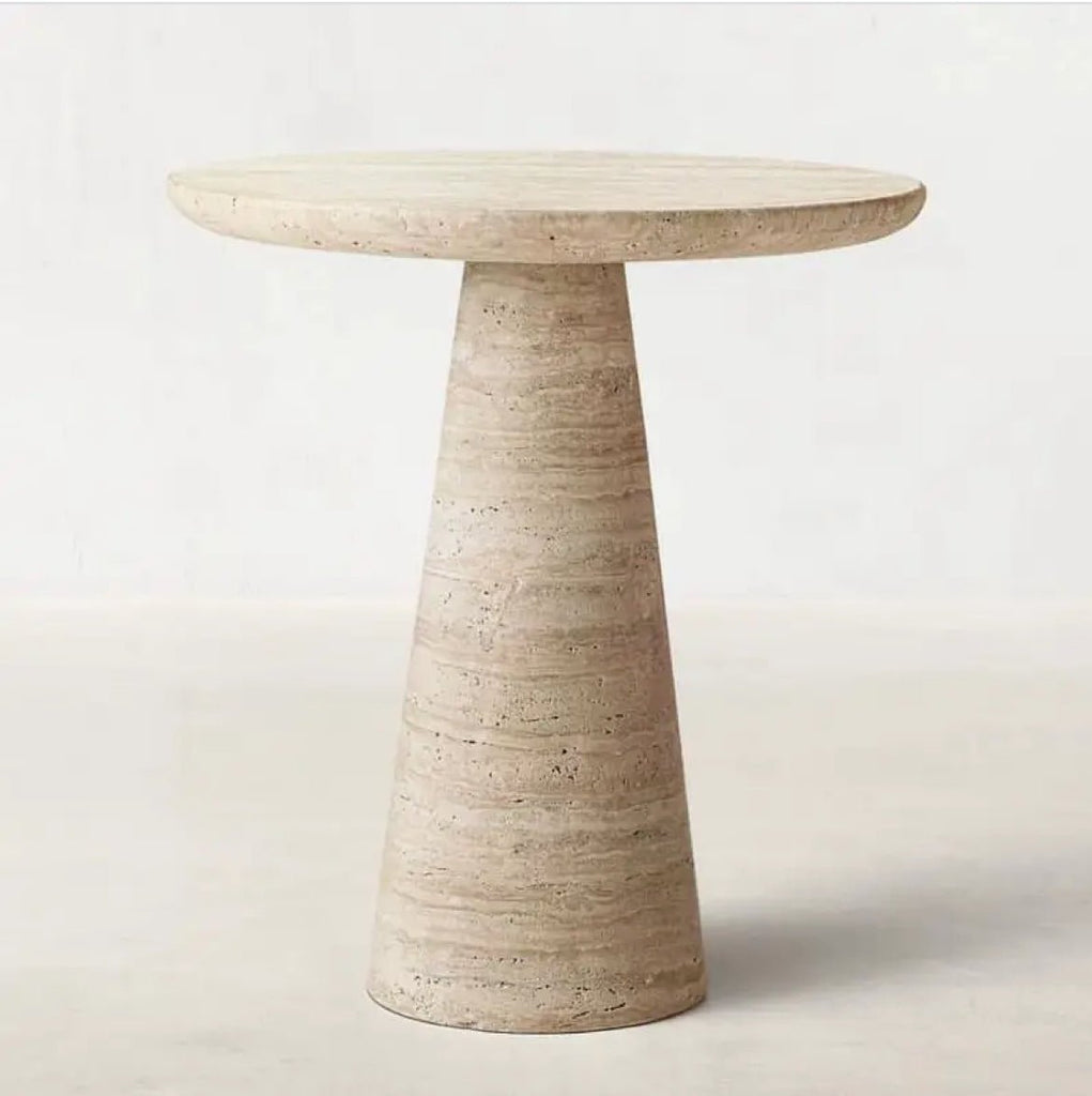 ‘Ide’ Side Table (Travertine Marble) - EcoLuxe Furnishings