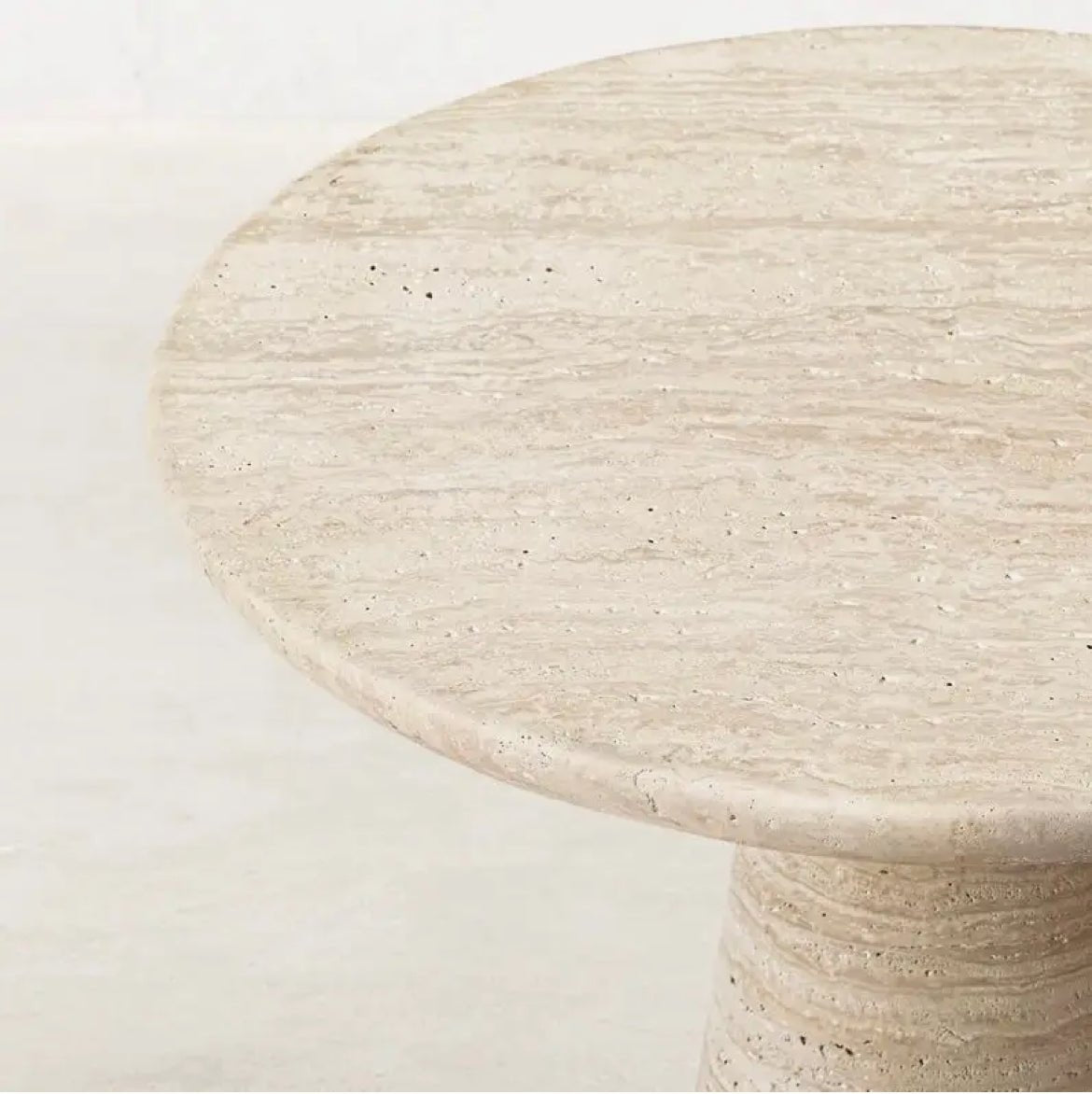 ‘Ide’ Side Table (Travertine Marble) - EcoLuxe Furnishings