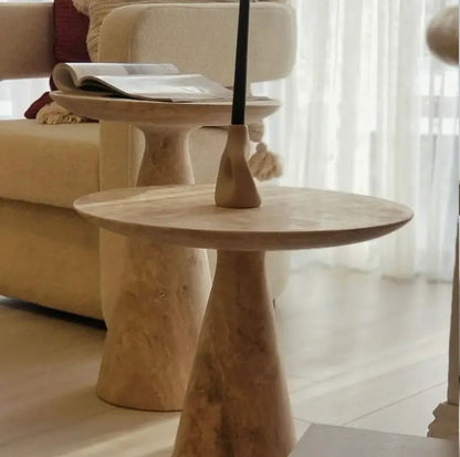 ‘Ide’ Side Table (Travertine Marble) - EcoLuxe Furnishings