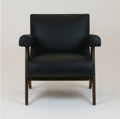 ‘Jeanneret’ Upholstered Accent Chair (Boucle + Leather) - EcoLuxe Furnishings