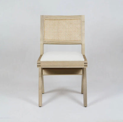 ‘Jeanneret’ Upholstered Armless Side Chair (Solid Ash) - EcoLuxe Furnishings