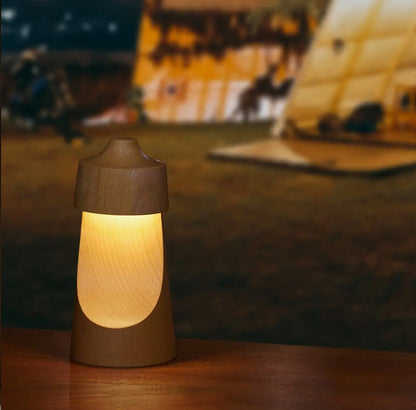LED Wooden Beech Portable Lamp (Dimmable + Rechargeable) - EcoLuxe Furnishings