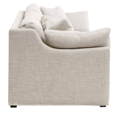 ‘Lena’ 95" Slope Arm Slipcover Sofa (Bisque + Espresso) - EcoLuxe Furnishings