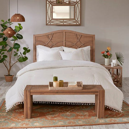 ‘Lillian’ Cotton Comforter Set, Full/Queen (Ivory) - EcoLuxe Furnishings