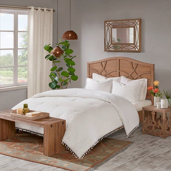 ‘Lillian’ Cotton Comforter Set, King/Cal King (Ivory) - EcoLuxe Furnishings