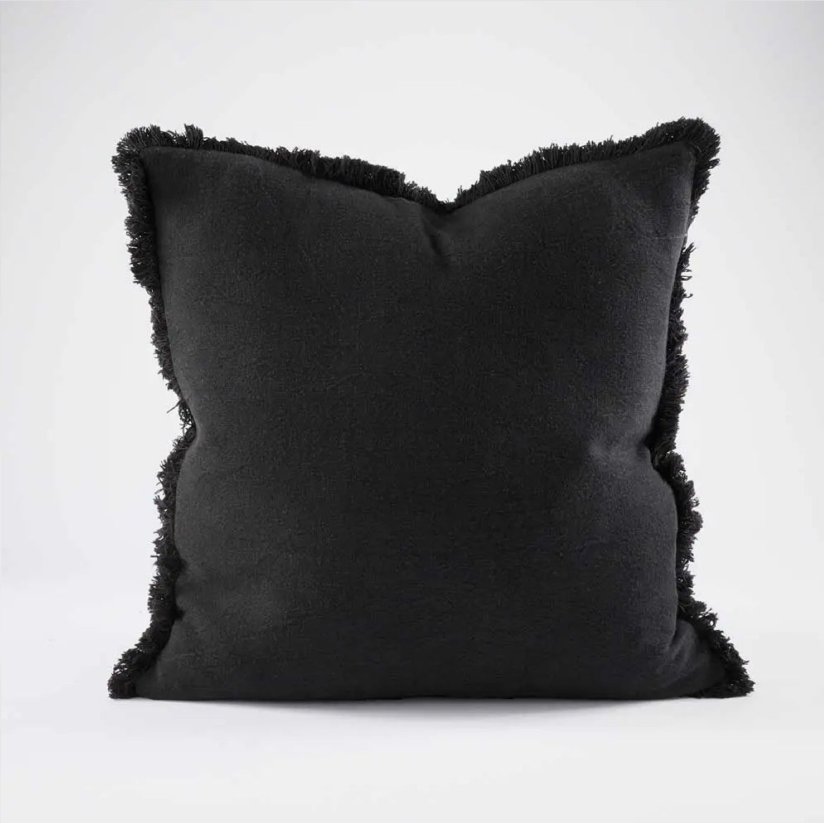 ‘Luca®’ Boho Linen Cushion Cover (Black) - EcoLuxe Furnishings
