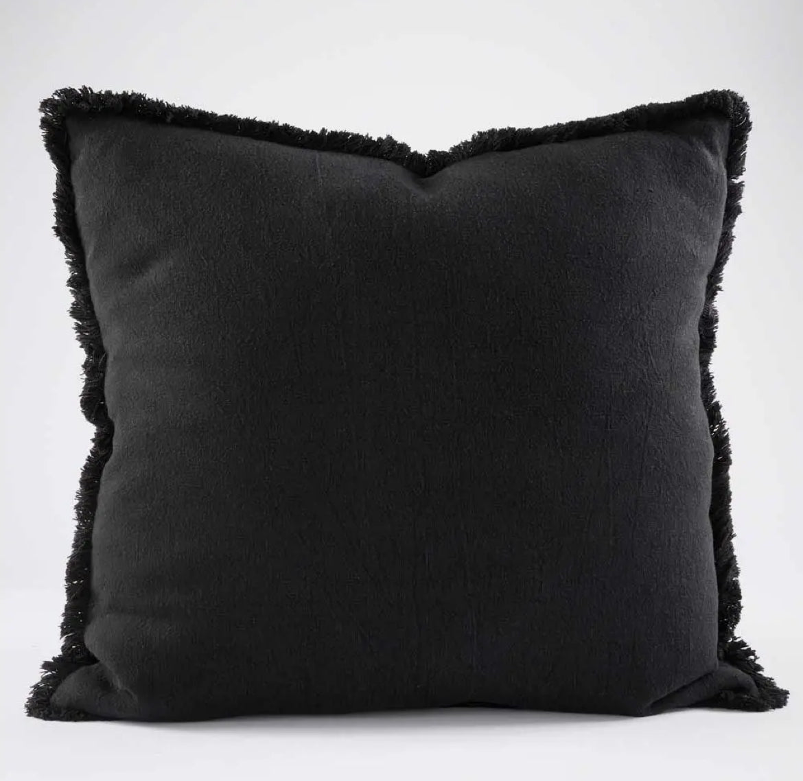 ‘Luca®’ Boho Linen Cushion Cover (Black) - EcoLuxe Furnishings