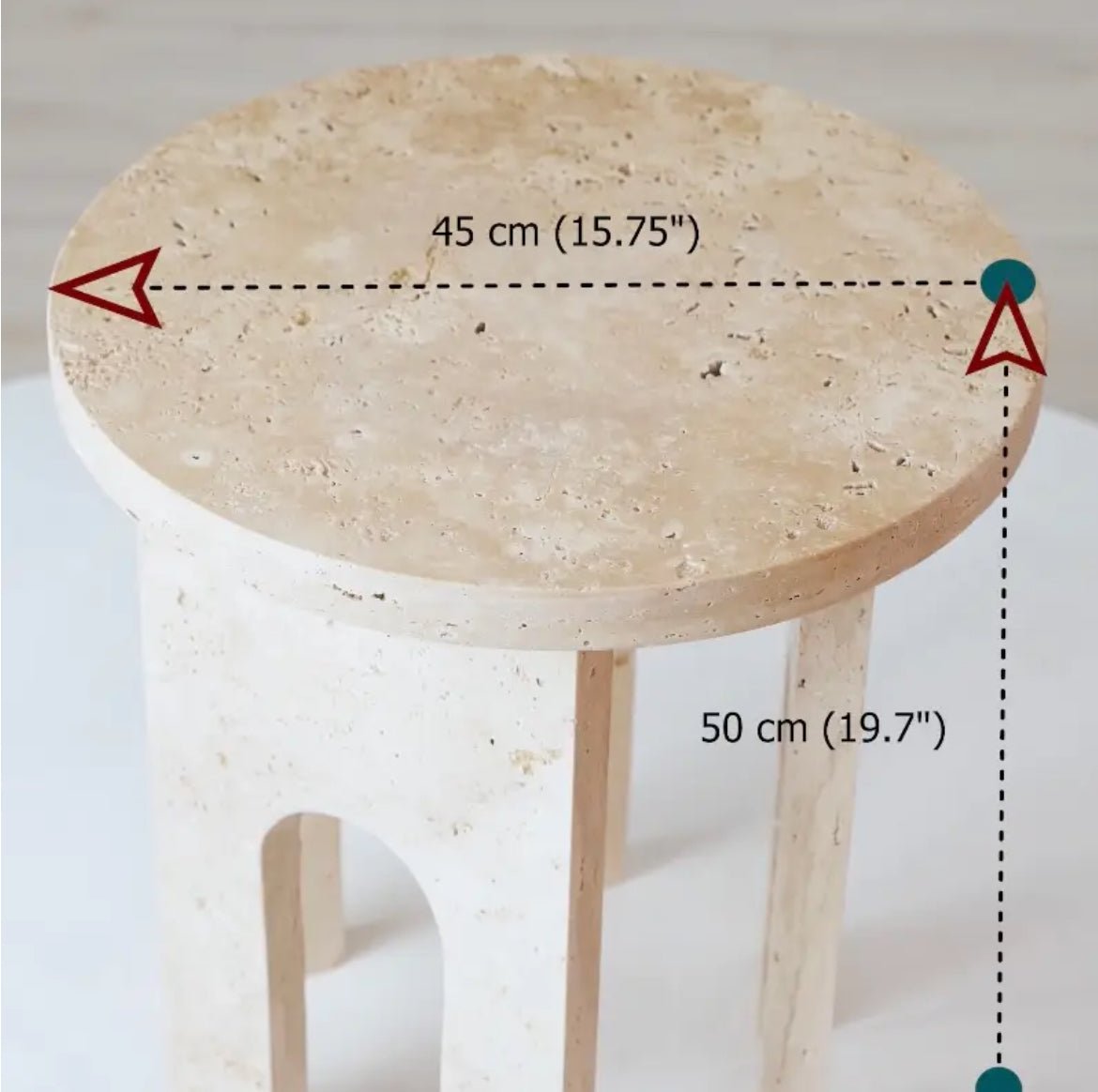 ‘Lucca’ End Table/Nightstand (Travertine Marble) - EcoLuxe Furnishings