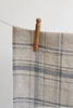 ‘Maine’ Linen Tea Towels (Pewter w/Natural Plaid) - EcoLuxe Furnishings