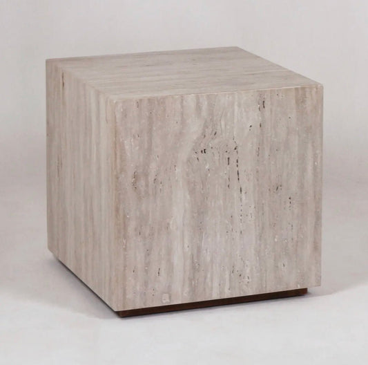 ‘Mala’ Travertine Side Table - EcoLuxe Furnishings