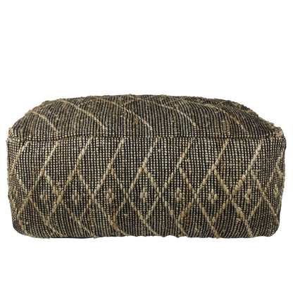 ‘Malika’ Hemp Pouf (Black) - EcoLuxe Furnishings