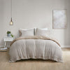 ‘Mara’ 4-Piece Cotton and Rayon from Bamboo Blend Waffle Weave Comforter Cover Set w/removable insert, Full/Queen (Taupe) - EcoLuxe Furnishings