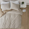 ‘Mara’ 4-Piece Cotton and Rayon from Bamboo Blend Waffle Weave Comforter Cover Set w/removable insert, Full/Queen (Taupe) - EcoLuxe Furnishings