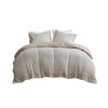 ‘Mara’ 4-Piece Cotton and Rayon from Bamboo Blend Waffle Weave Comforter Cover Set w/removable insert, Full/Queen (Taupe) - EcoLuxe Furnishings