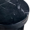 ‘Melia’ Round Marble Finished Modern Concrete Pedestal End Table (Black) - EcoLuxe Furnishings