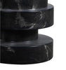 ‘Melia’ Round Marble Finished Modern Concrete Pedestal End Table (Black) - EcoLuxe Furnishings