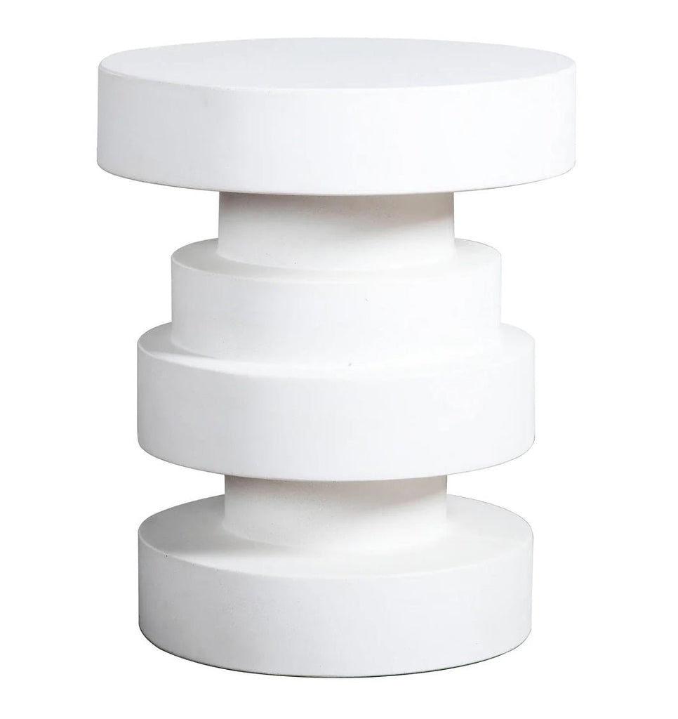 ‘Melia’ Round Marble Finished Modern Concrete Pedestal End Table (White) - EcoLuxe Furnishings