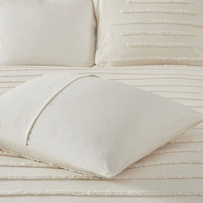 ‘Mercer’ 3-Piece Cotton Chenille Comforter Set, King/Cal King (Ivory) - EcoLuxe Furnishings