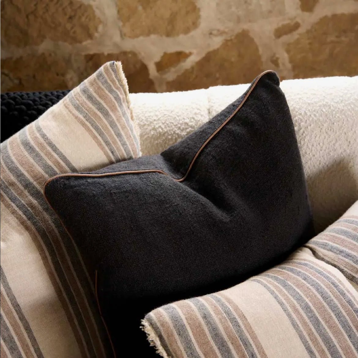 ‘Muse’ Linen Cushion Cover (Black) - EcoLuxe Furnishings