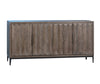 ‘Nora’ Reclaimed Oak 4-Door Sideboard with Matte Black Iron Feet, 68" (Antique Dark Brown) - EcoLuxe Furnishings