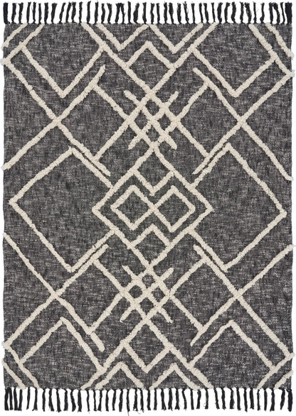 Overtufted Geometric Black and White Throw Blanket - EcoLuxe Furnishings