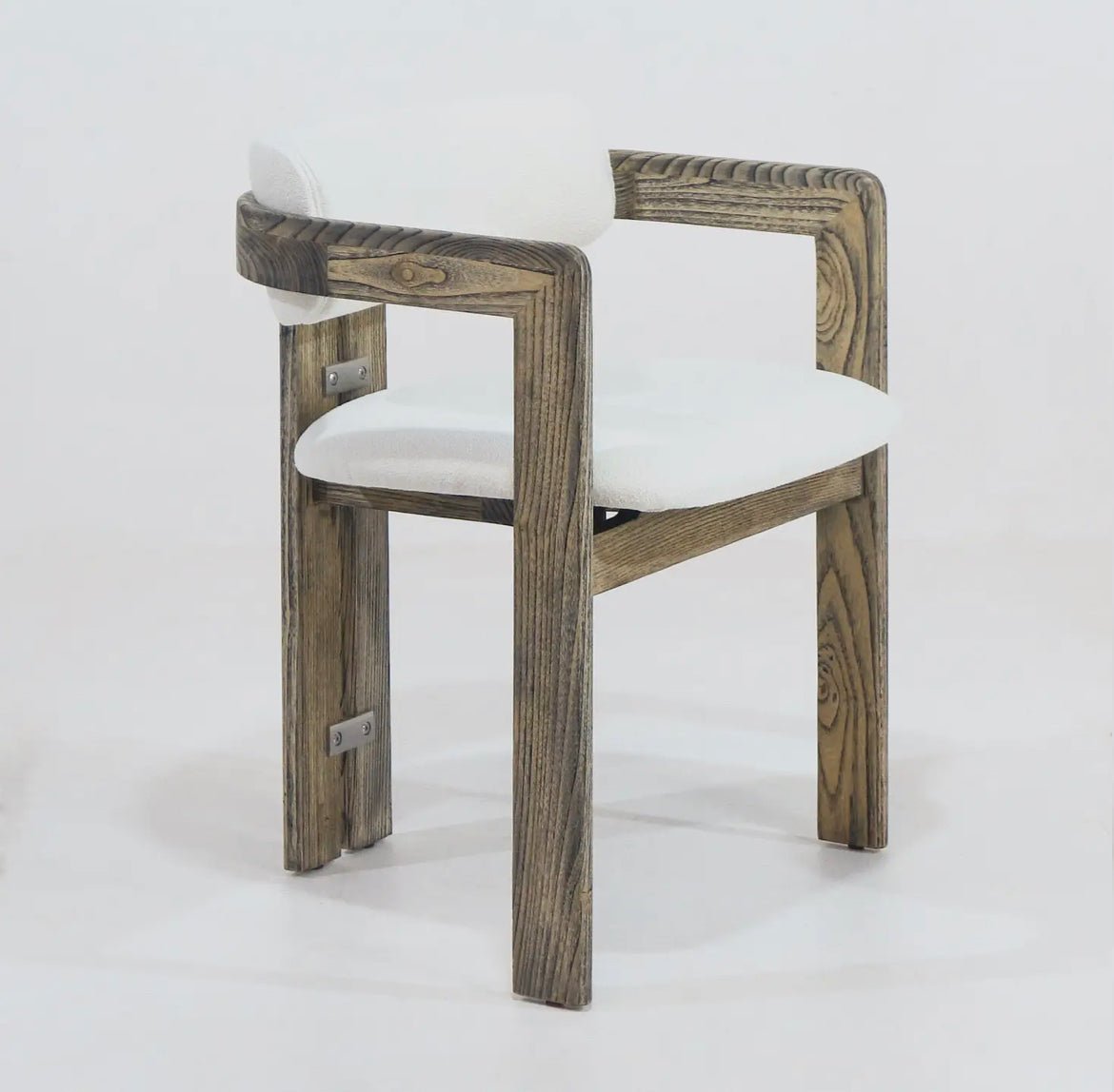 ‘Pamplona’ Dining Chair (Rustic Brown + Boucle) - EcoLuxe Furnishings